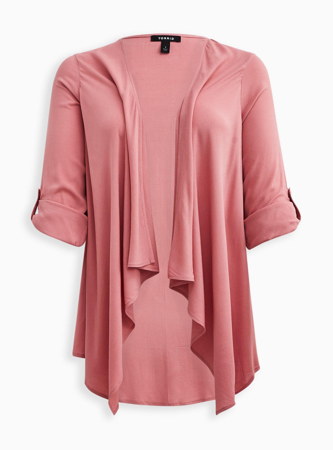 Drape Kimono - Textured Stretch Rayon Pink, DUSTY ROSE, hi-res