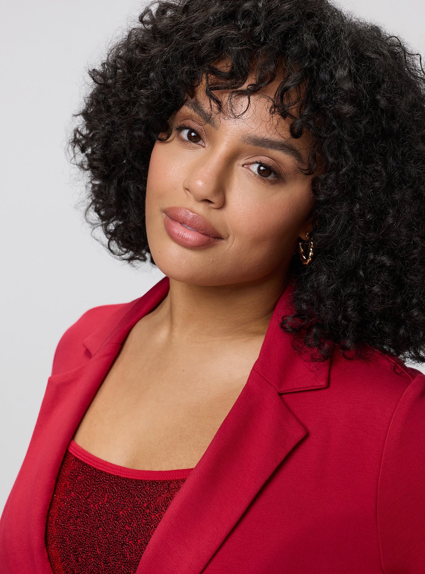 Plus Size Lightweight Ponte Longline Blazer, JESTER RED, alternate