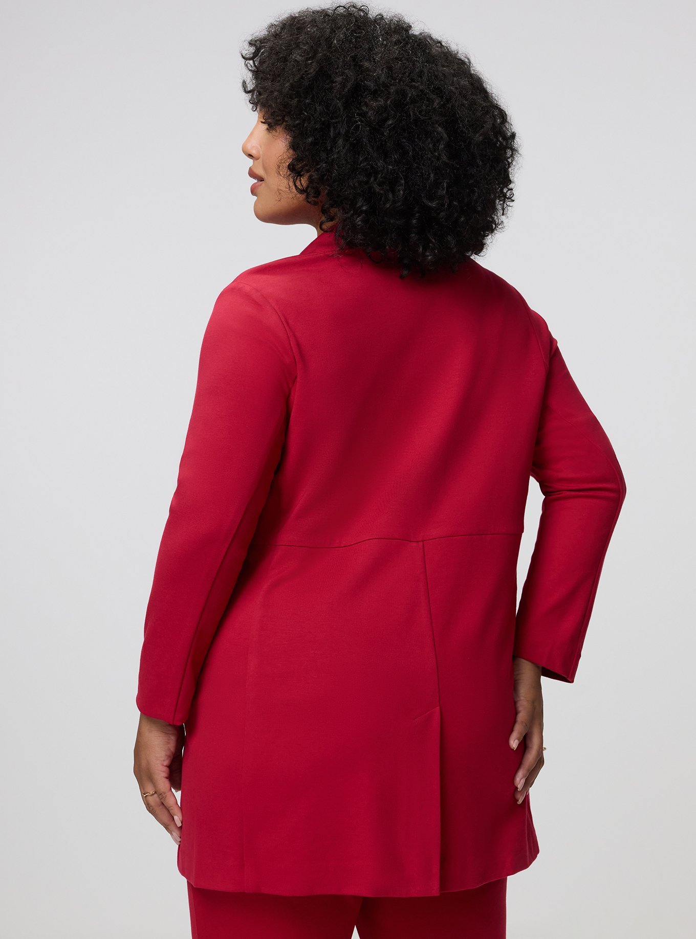 Plus Size Lightweight Ponte Longline Blazer, JESTER RED, alternate