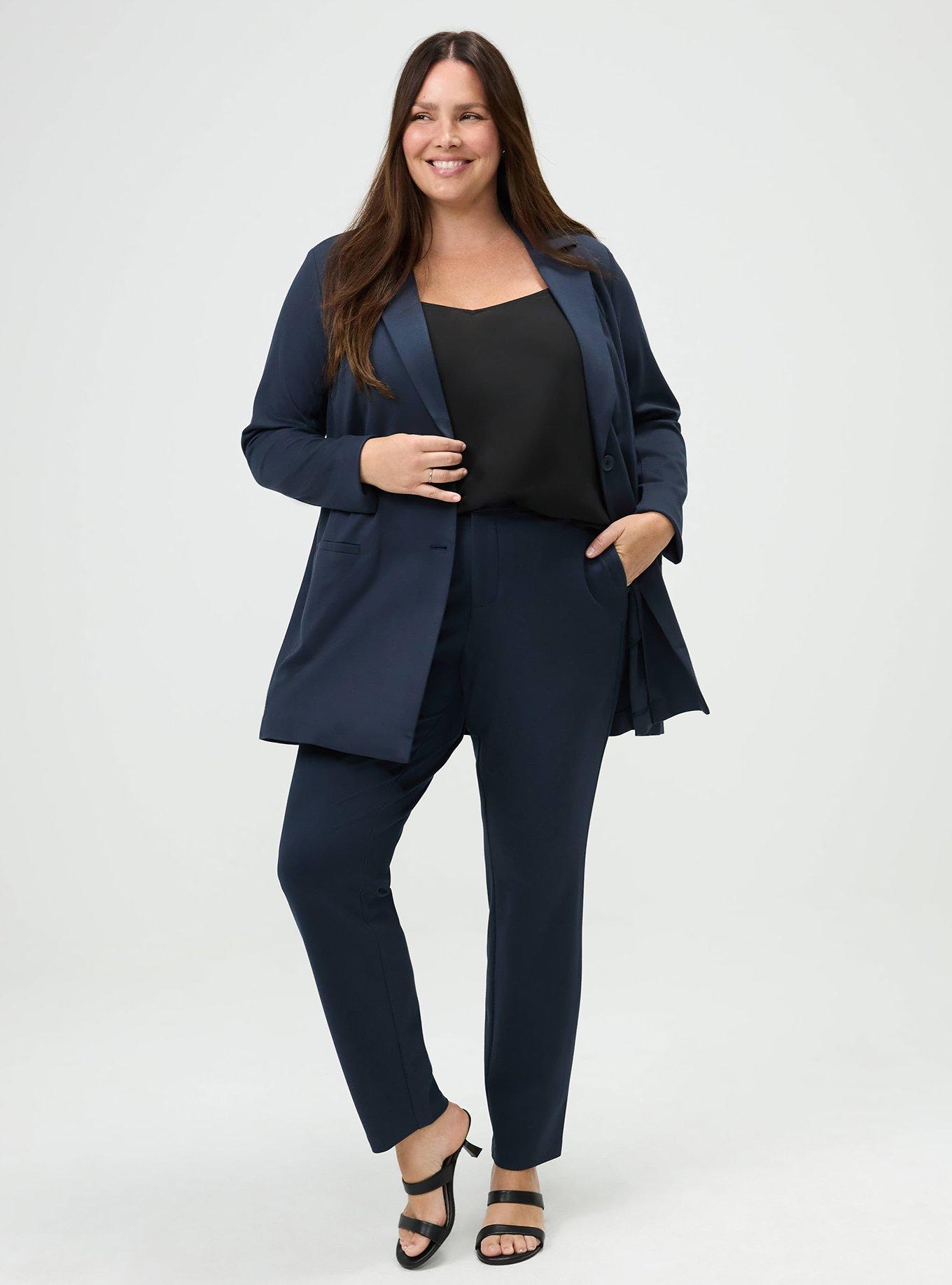 Plus Size Lightweight Ponte Longline Blazer, TOTAL ECLIPSE, alternate