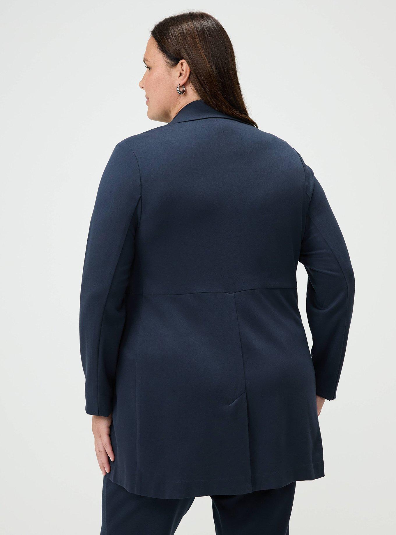 Plus Size Lightweight Ponte Longline Blazer, TOTAL ECLIPSE, alternate