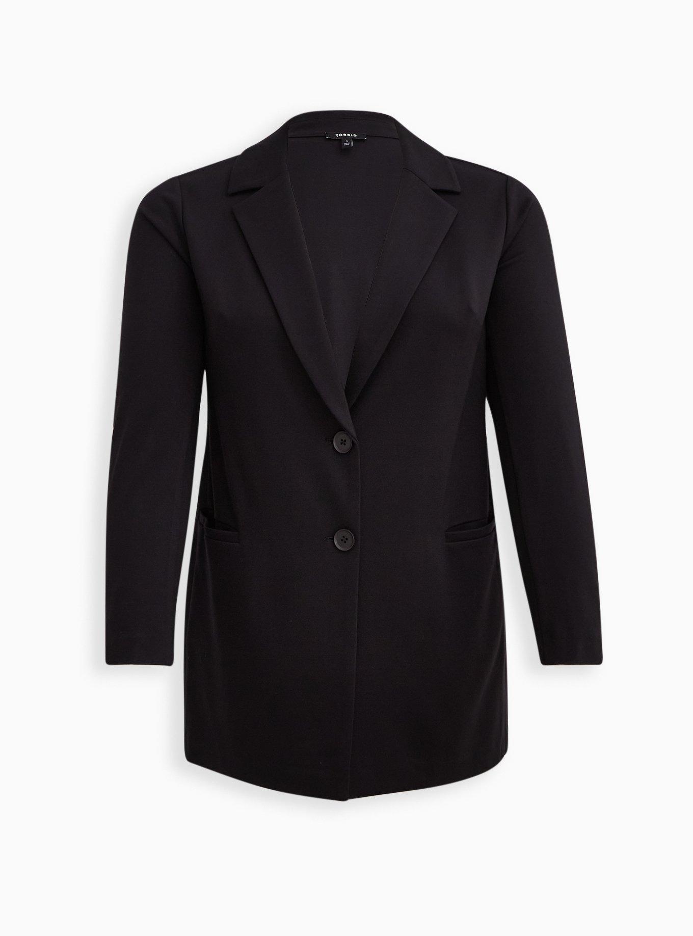 Plus Size Lightweight Ponte Longline Blazer, , flat