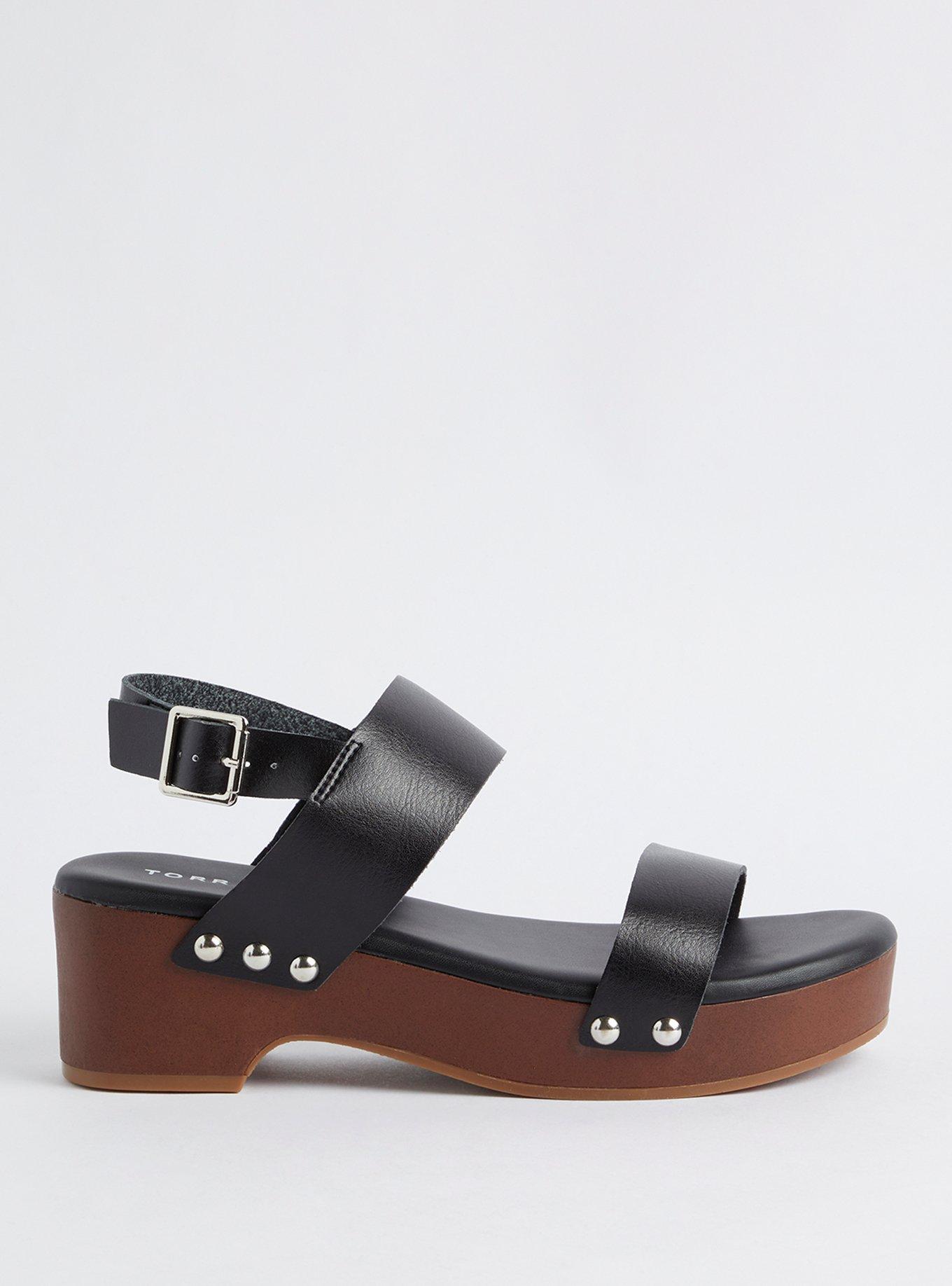 Double Band Block Heel Sandal (WW), BLACK, alternate