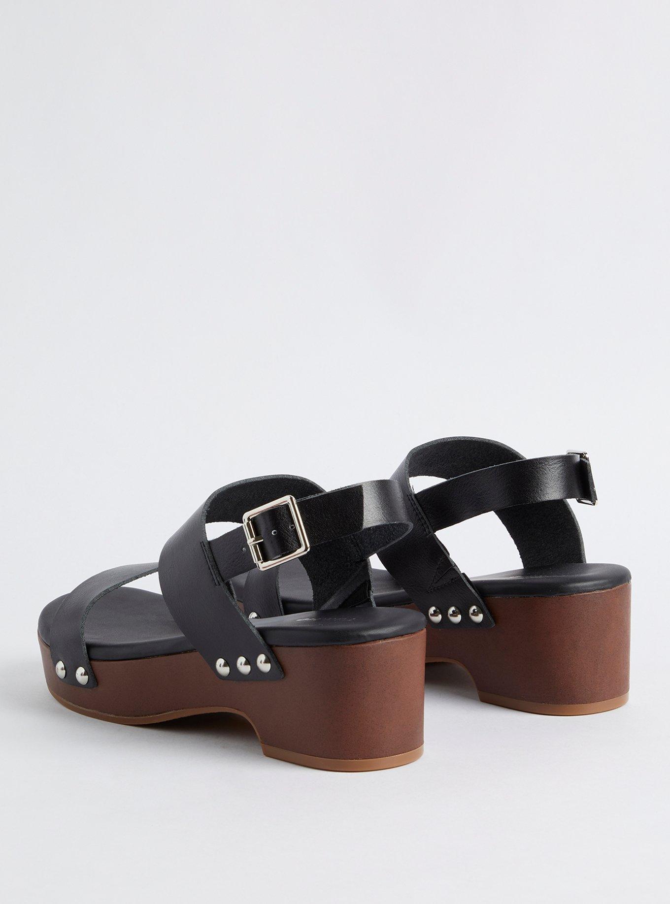 Double Band Block Heel Sandal (WW), BLACK, alternate