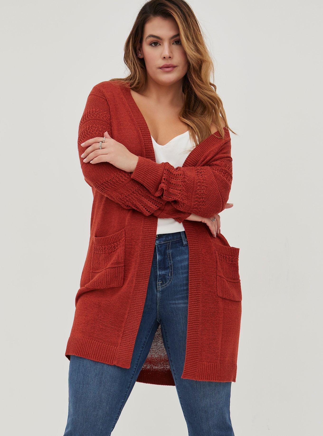 Plus Size - Duster Open Front Stitch Detail Sweater - Torrid