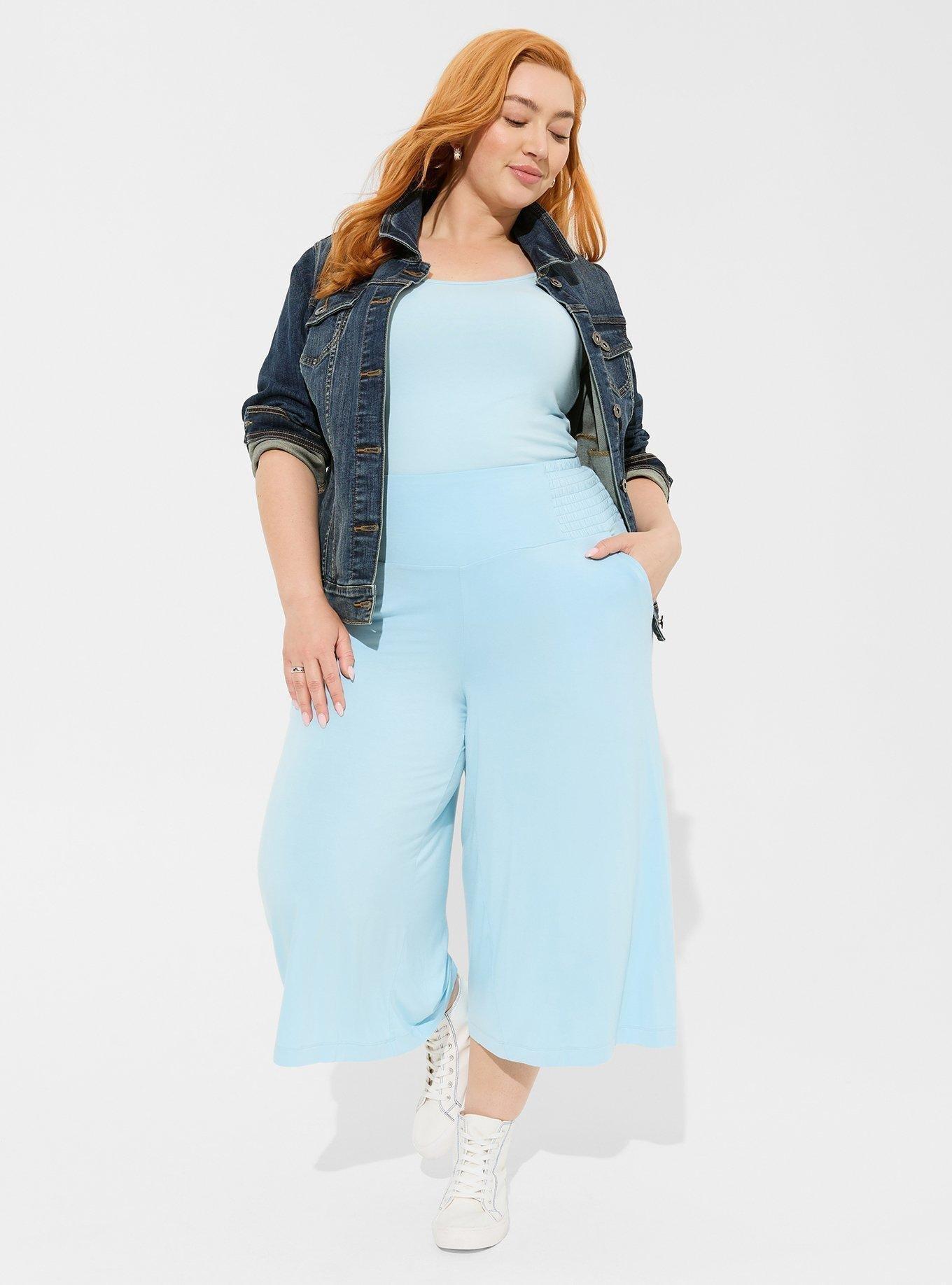 Plus Size - Crop Pull-On Wide Leg Super Soft High-Rise Smocked Waist Pant -  Torrid