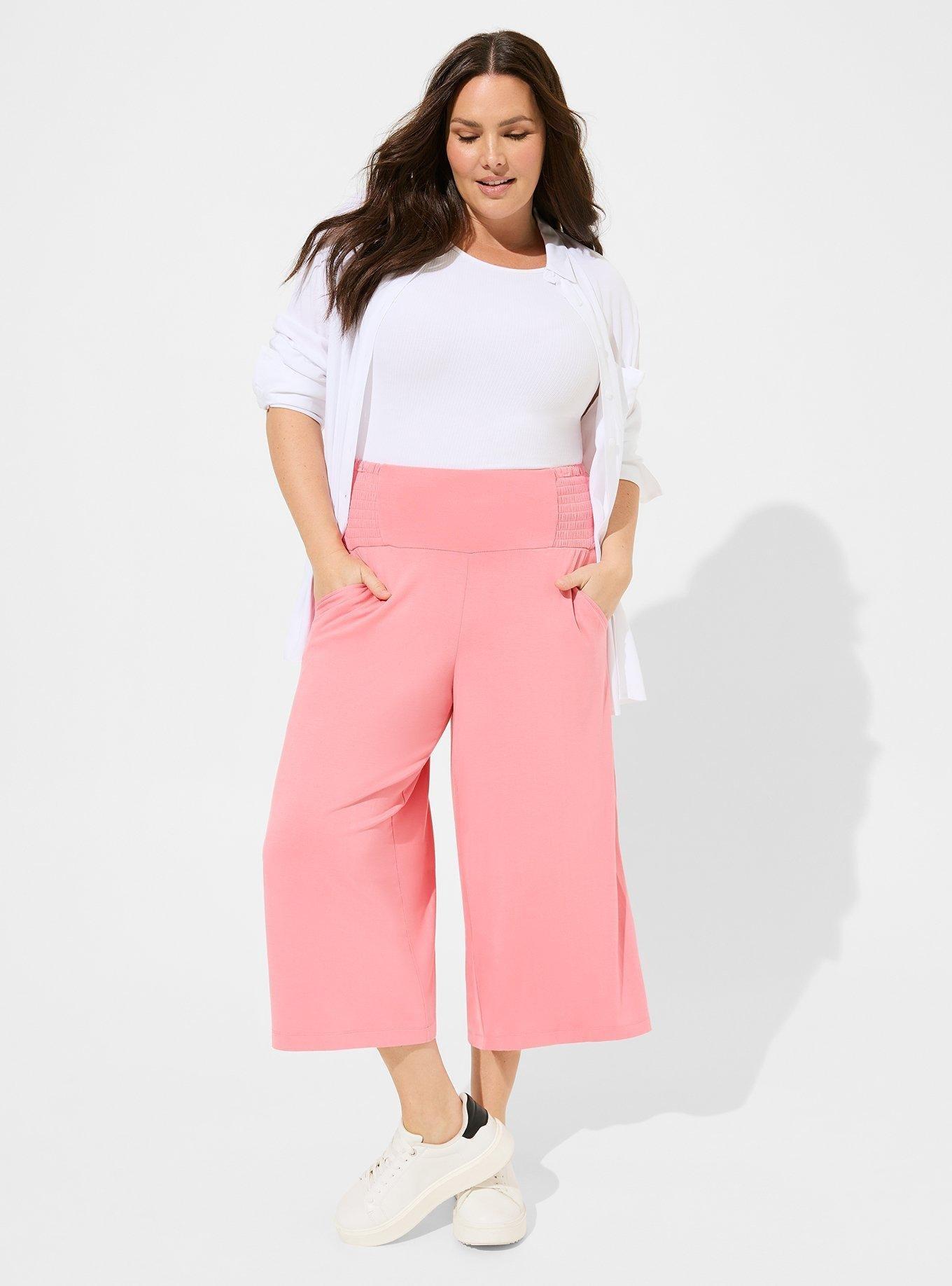 Plus Size - Crop Pull-On Wide Leg Super Soft High-Rise Smocked