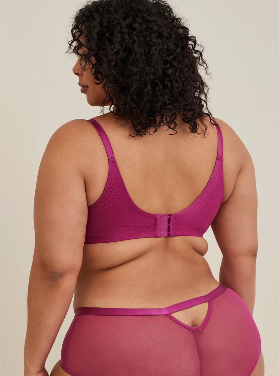 Plus Size Simply Spacer T-Shirt Lightly Lined Lace 360° Back Smoothing™ Bra, BOYSENBERRY, alternate