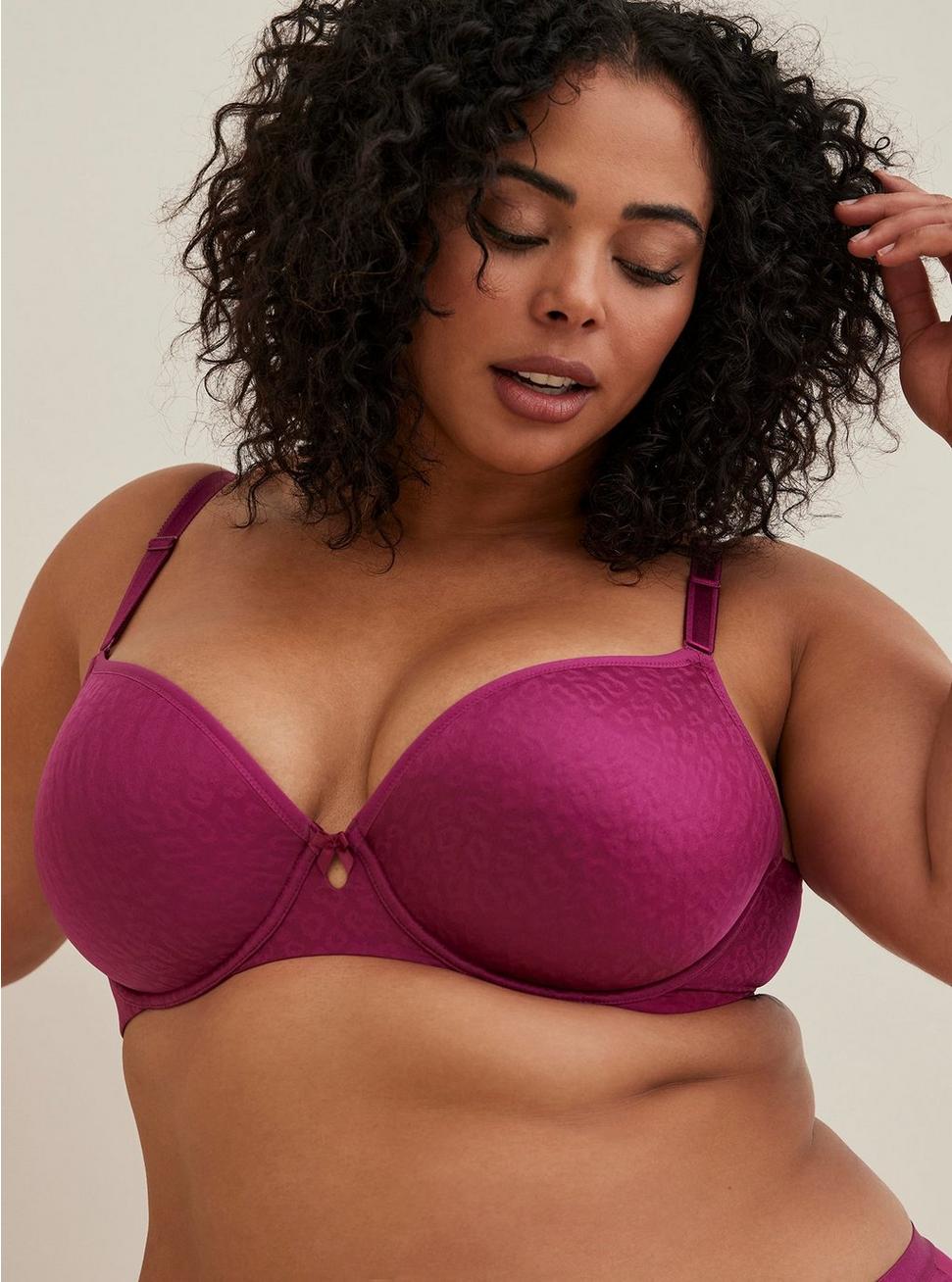 Plus Size Simply Spacer T-Shirt Lightly Lined Lace 360° Back Smoothing™ Bra, BOYSENBERRY, hi-res