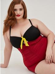 Plus Size Tie Front Romper - Disney Mickey Mouse, RED BLACK, hi-res