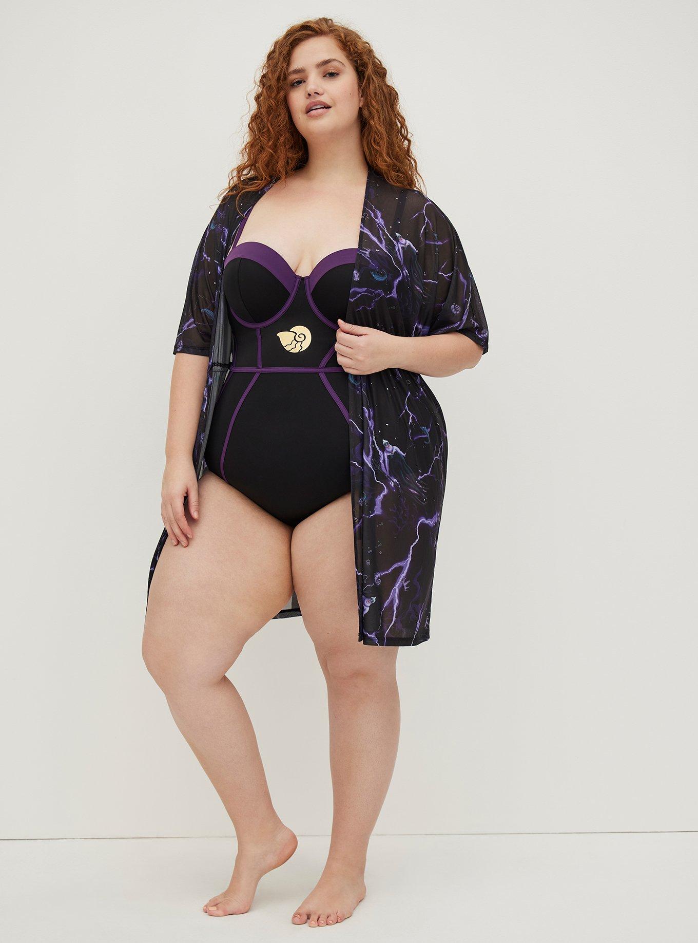 Plus Size Disney The Little Mermaid Ursula Swim Kimono Black Torrid