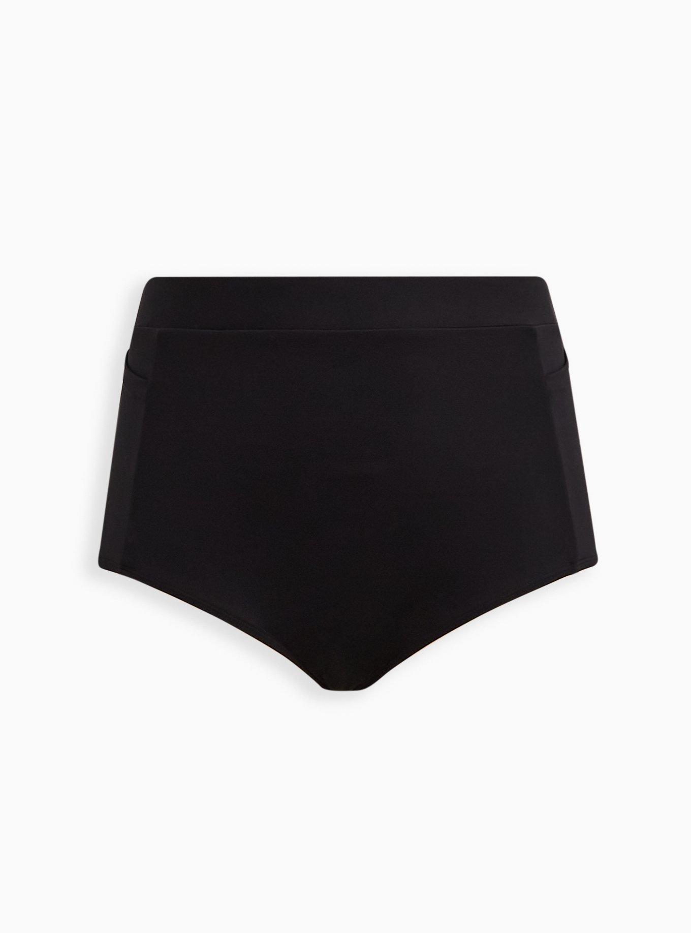 Plus Size High Waist Active Swim Brief - Matte Black, DEEP BLACK, hi-res