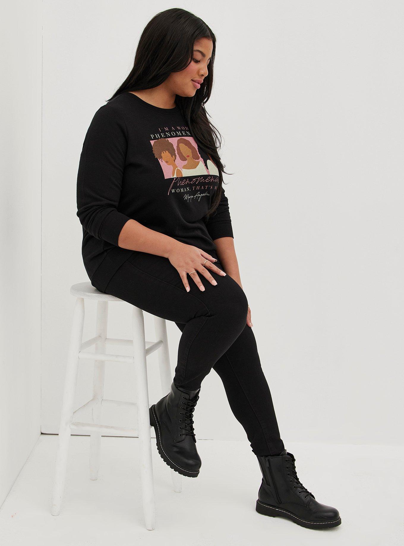 Plus Size #TorridStrong Crew Sweatshirt - Cozy Fleece Maya Angelou Phenomenal Black, DEEP BLACK, alternate