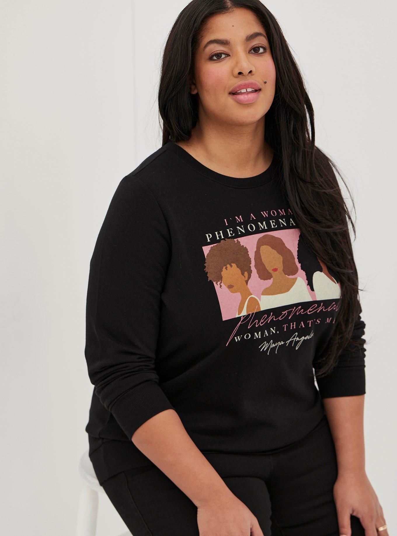Plus Size #TorridStrong Crew Sweatshirt - Cozy Fleece Maya Angelou Phenomenal Black, DEEP BLACK, alternate