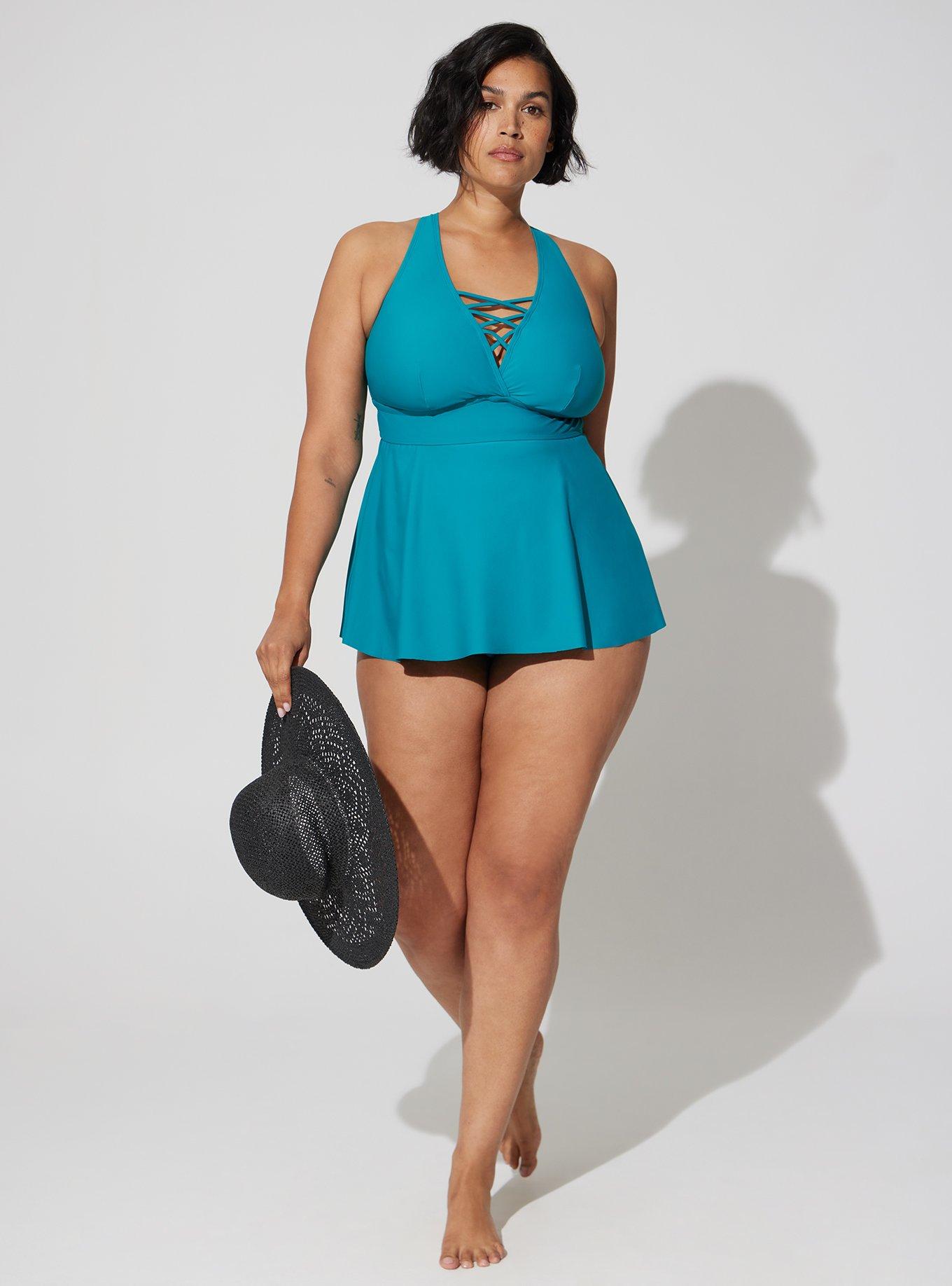 Wireless XO Triangle Tankini, GREEN, alternate
