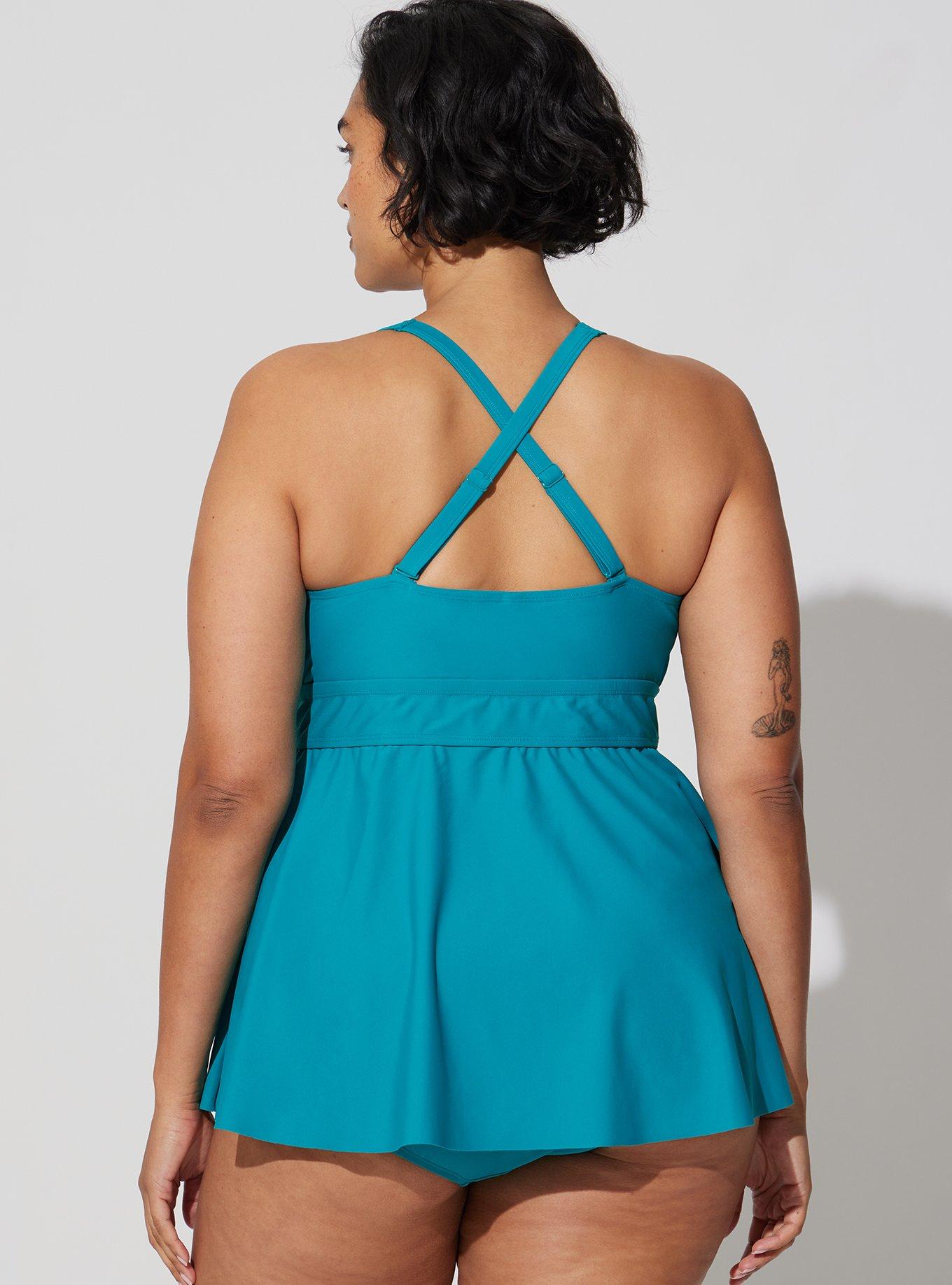 Wireless XO Triangle Tankini, GREEN, alternate