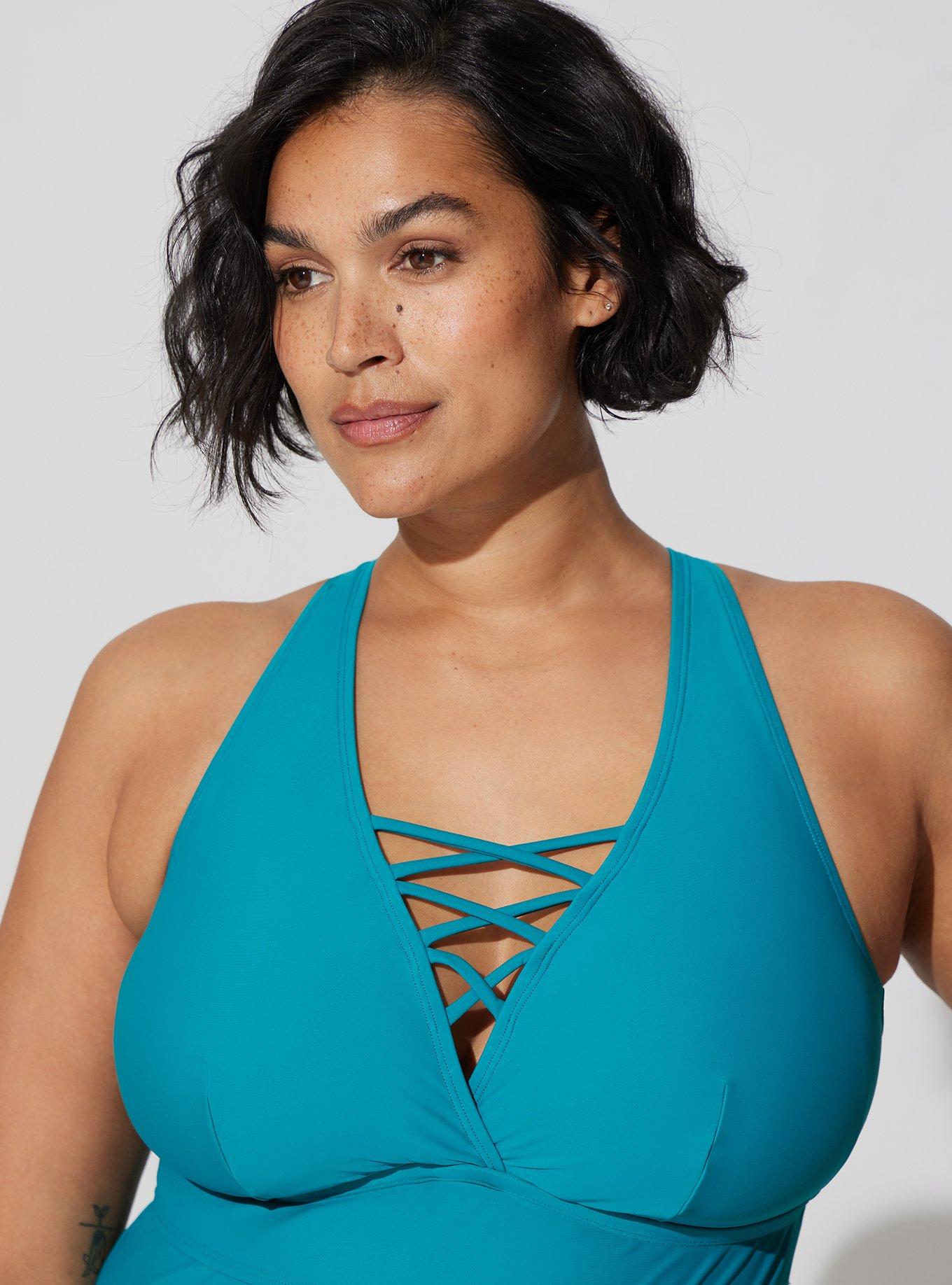 Wireless XO Triangle Tankini, GREEN, alternate