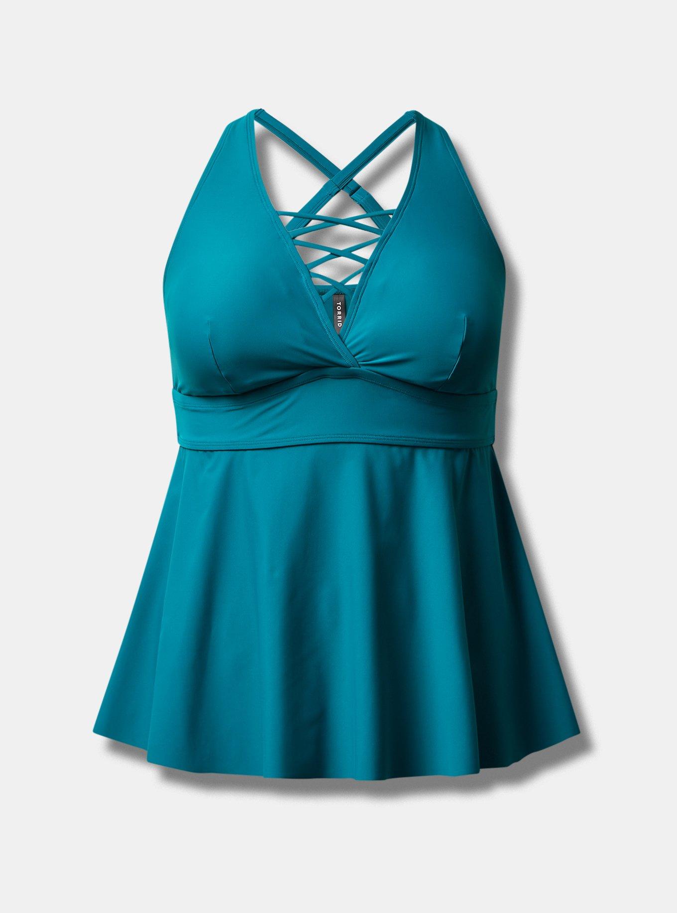Wireless XO Triangle Tankini, GREEN, hi-res
