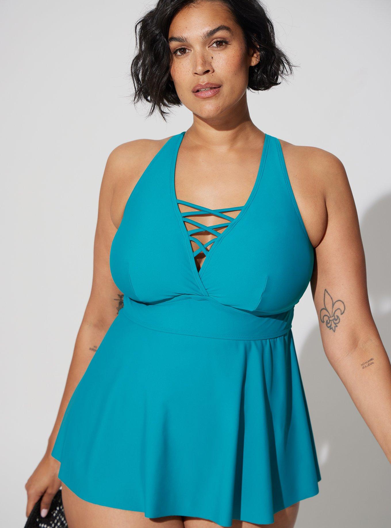 Wireless XO Triangle Tankini, GREEN, hi-res