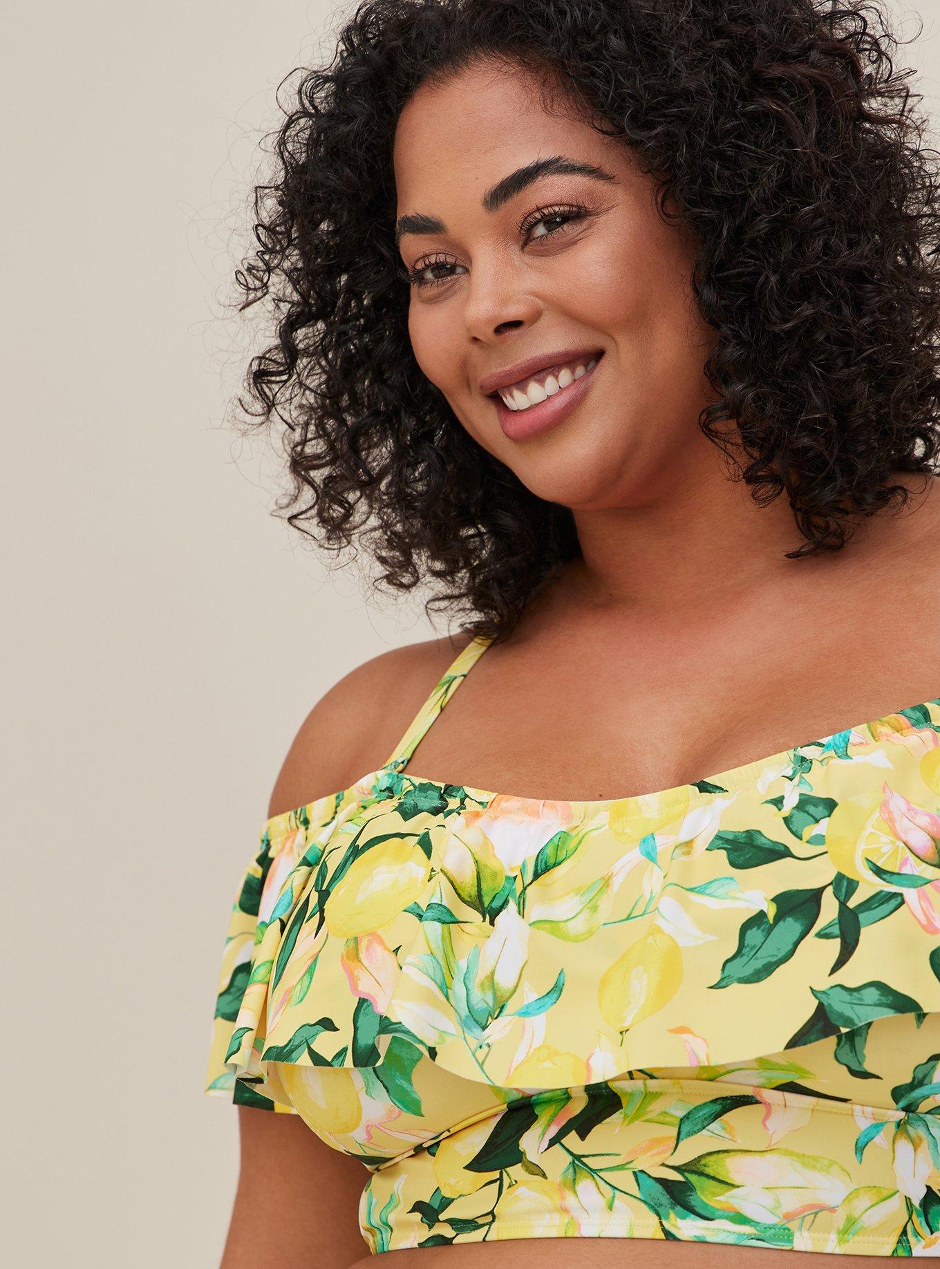 Plus Size Off Shoulder Ruffle Swim Top Lemon Torrid