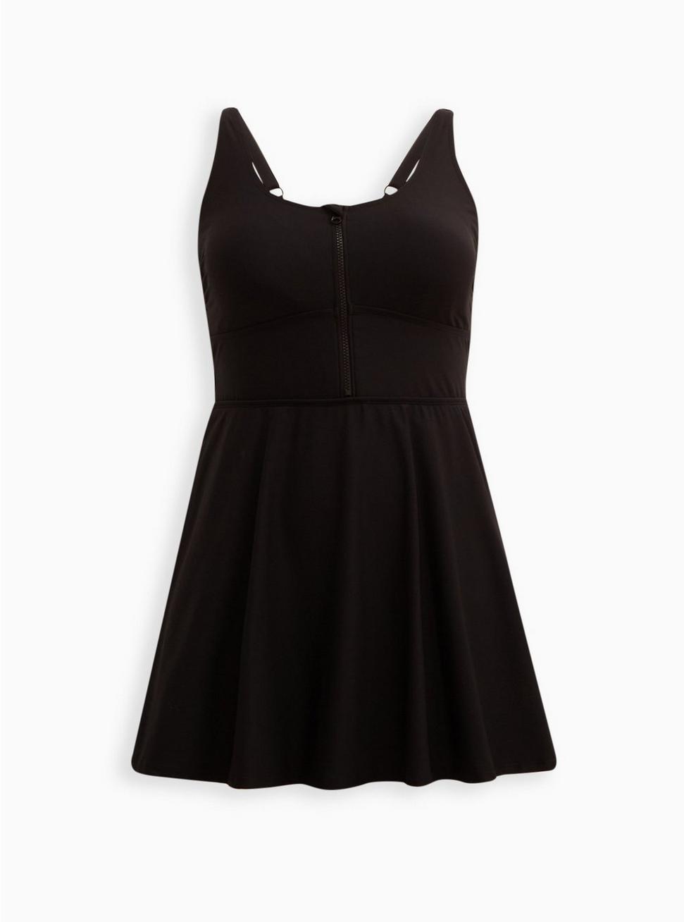 Plus Size - Corset Shape Mid Length Swim Dress - Black - Torrid