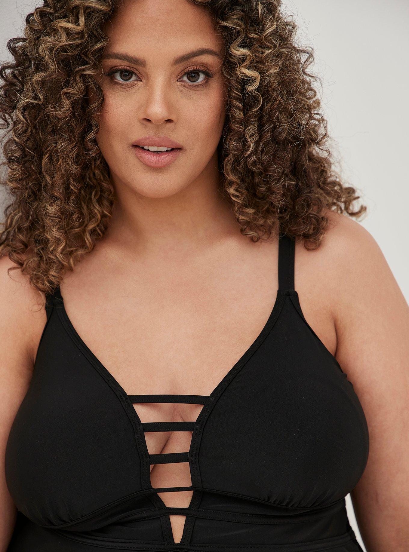 Strappy Plunge Long Length Swim Dress - Black, DEEP BLACK, alternate