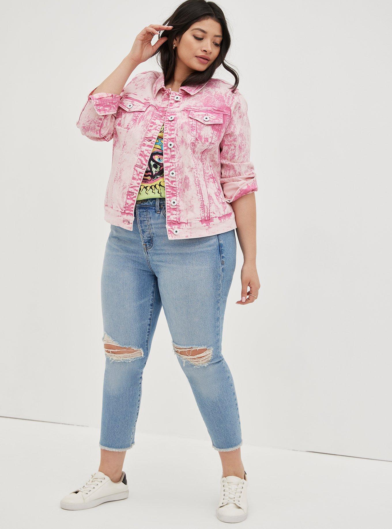 Trucker Jacket - Denim Pink Wash, PINK, alternate
