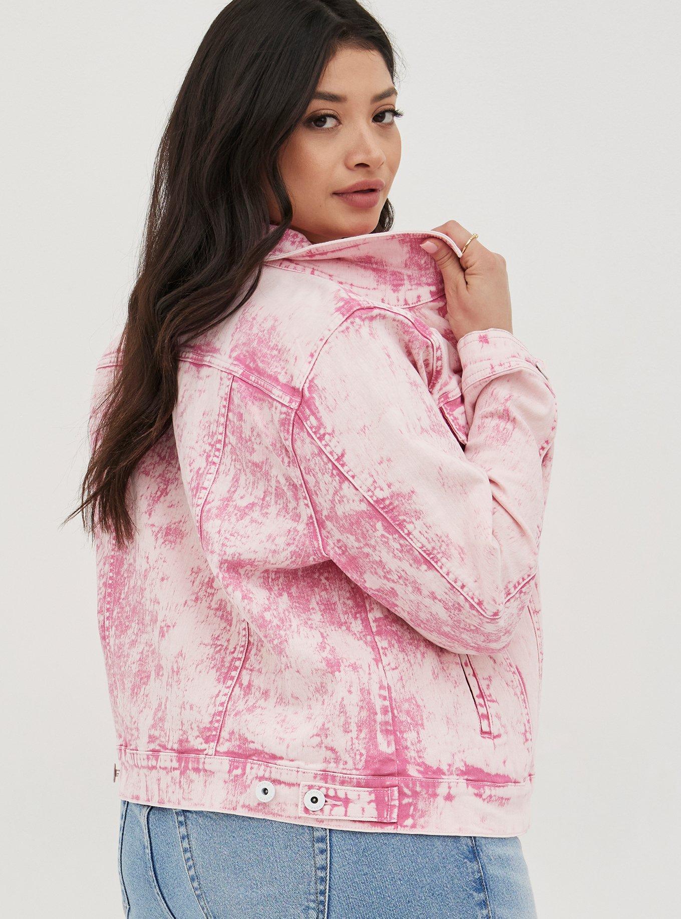 Plus pink 2024 denim jacket