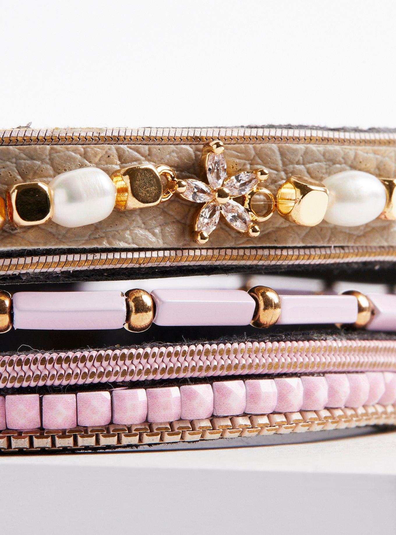 Plus Size Stone Magnetic Bracelet - Blush Tone, MULTI, alternate