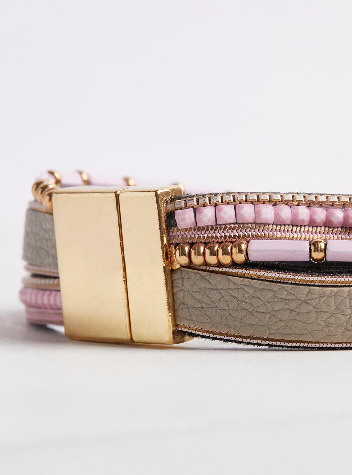 Plus Size Stone Magnetic Bracelet - Blush Tone, MULTI, alternate