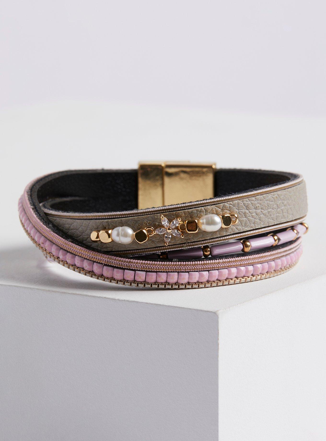 Plus Size Stone Magnetic Bracelet - Blush Tone, MULTI, hi-res