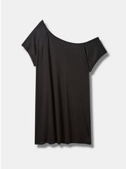 Mesh Off-Shoulder Coverup Dress, DEEP BLACK, hi-res