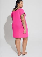 Mesh Off-Shoulder Coverup Dress, PINK GLO, alternate