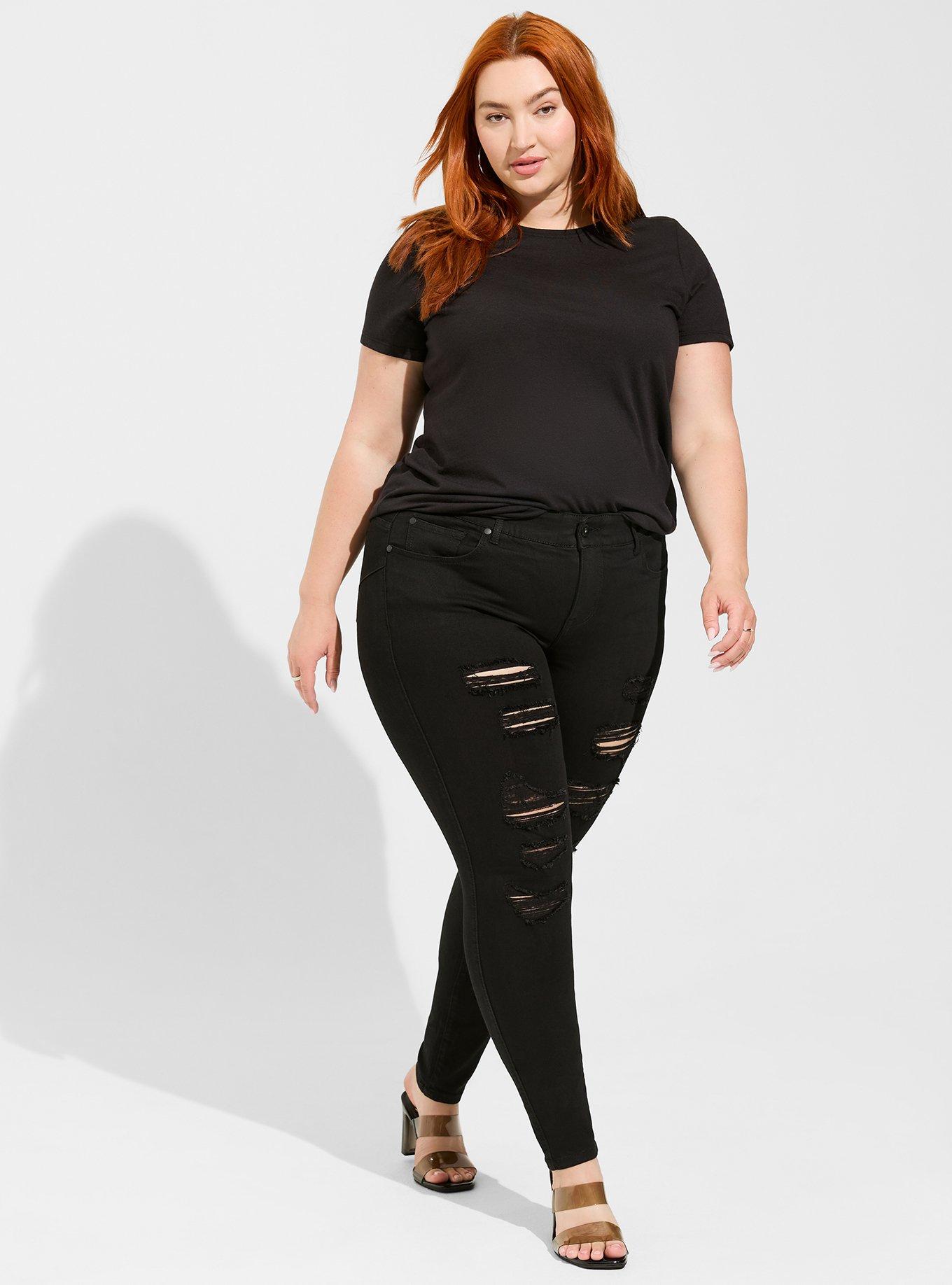 Plus Size - Bombshell Skinny Premium Stretch High-Rise Destructed