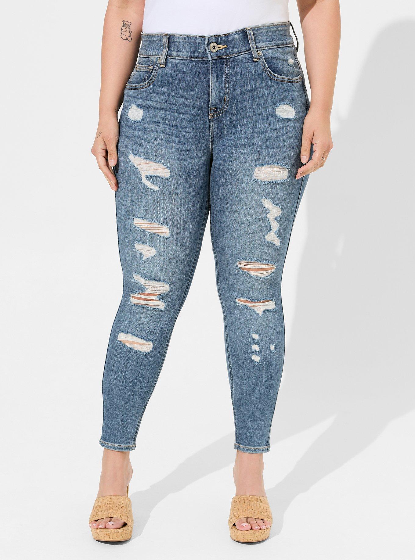 Bombshell Skinny Premium Stretch High-Rise Destructed Jean