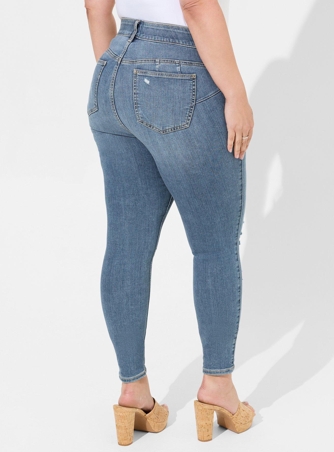 Bombshell Skinny Premium Stretch High-Rise Destructed Jean