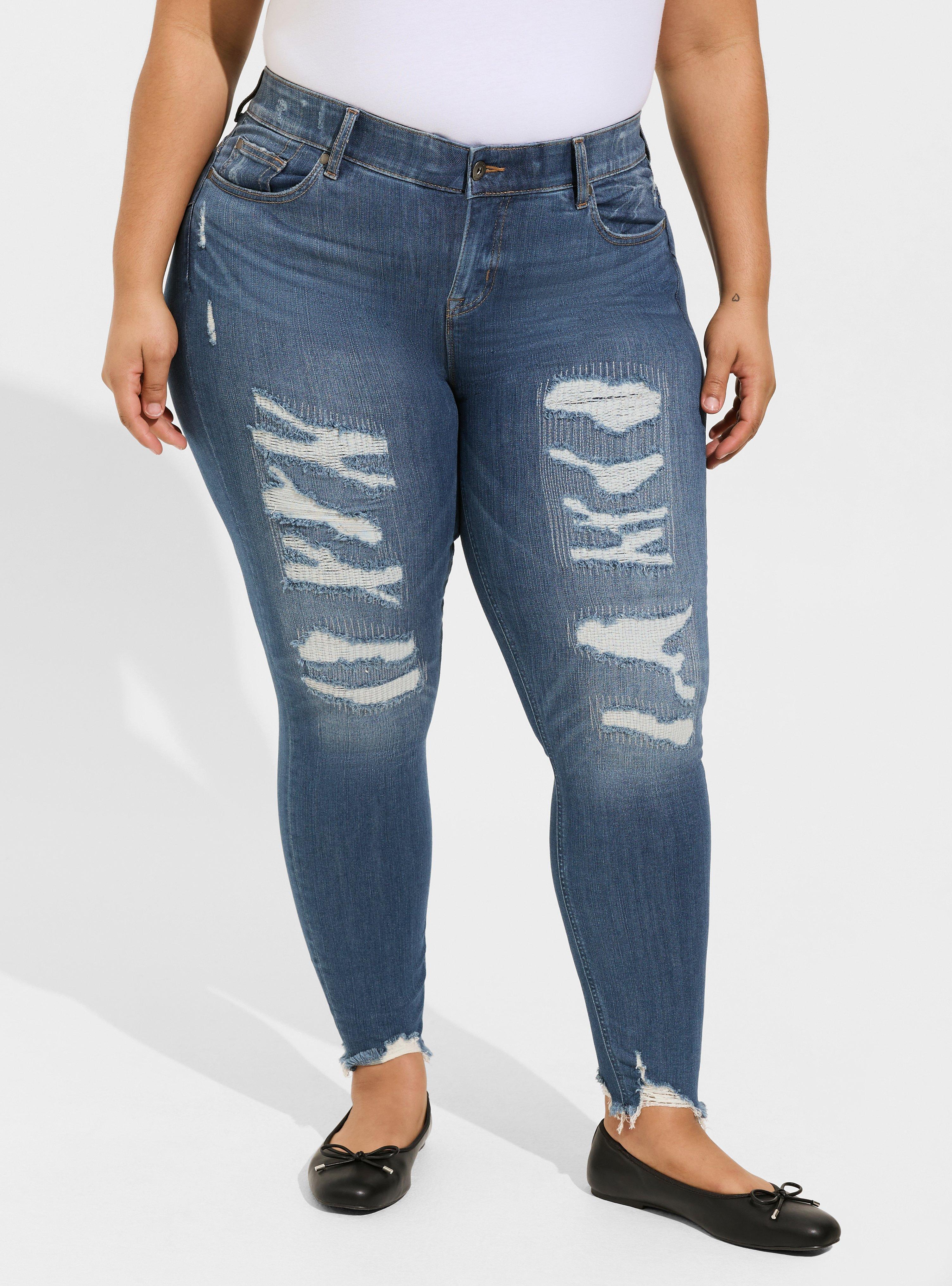 Plus Size - Bombshell Skinny Premium Stretch High-Rise Destructed Jean ...