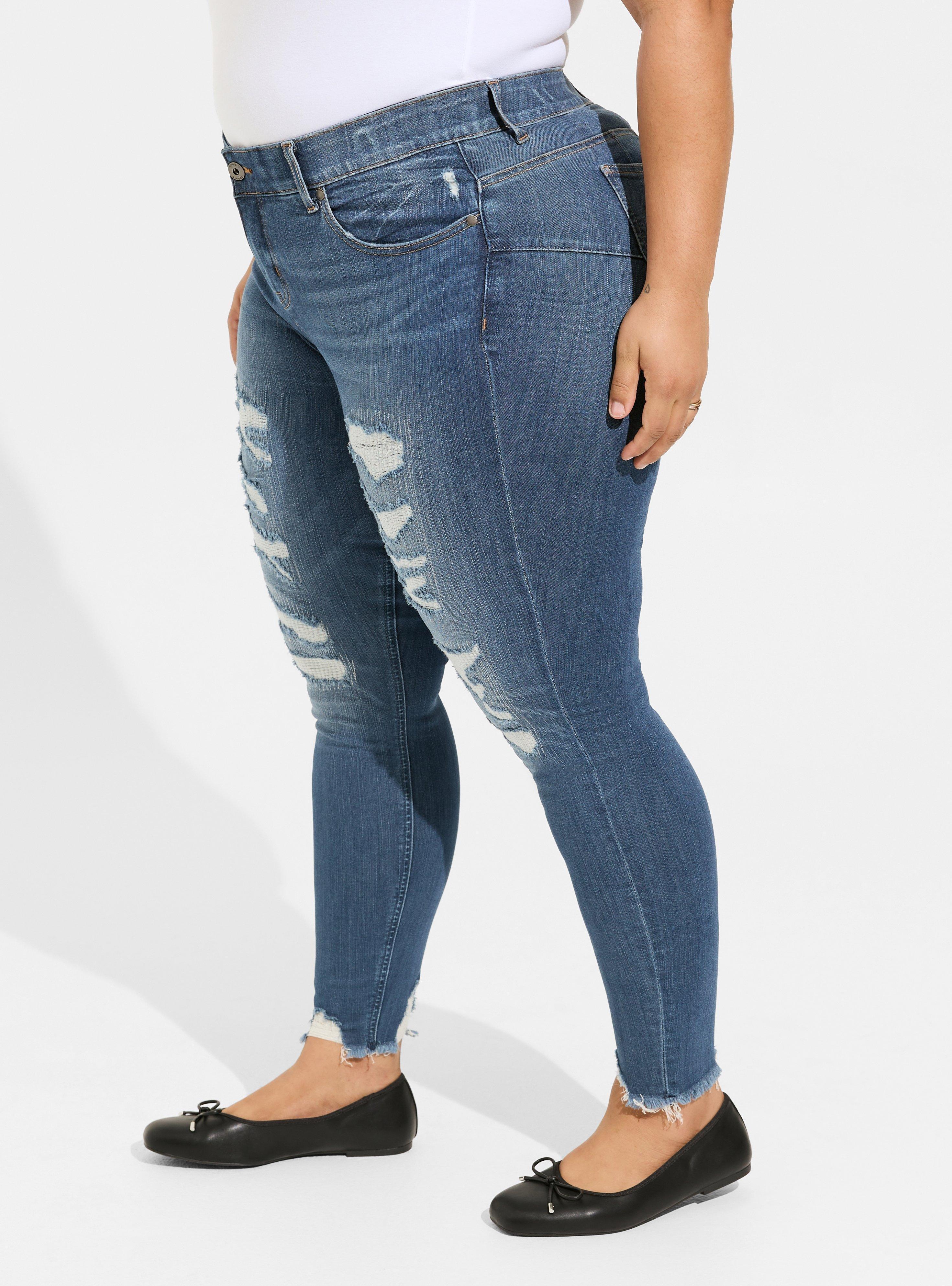 Plus Size - Bombshell Skinny Premium Stretch High-Rise Destructed Jean ...