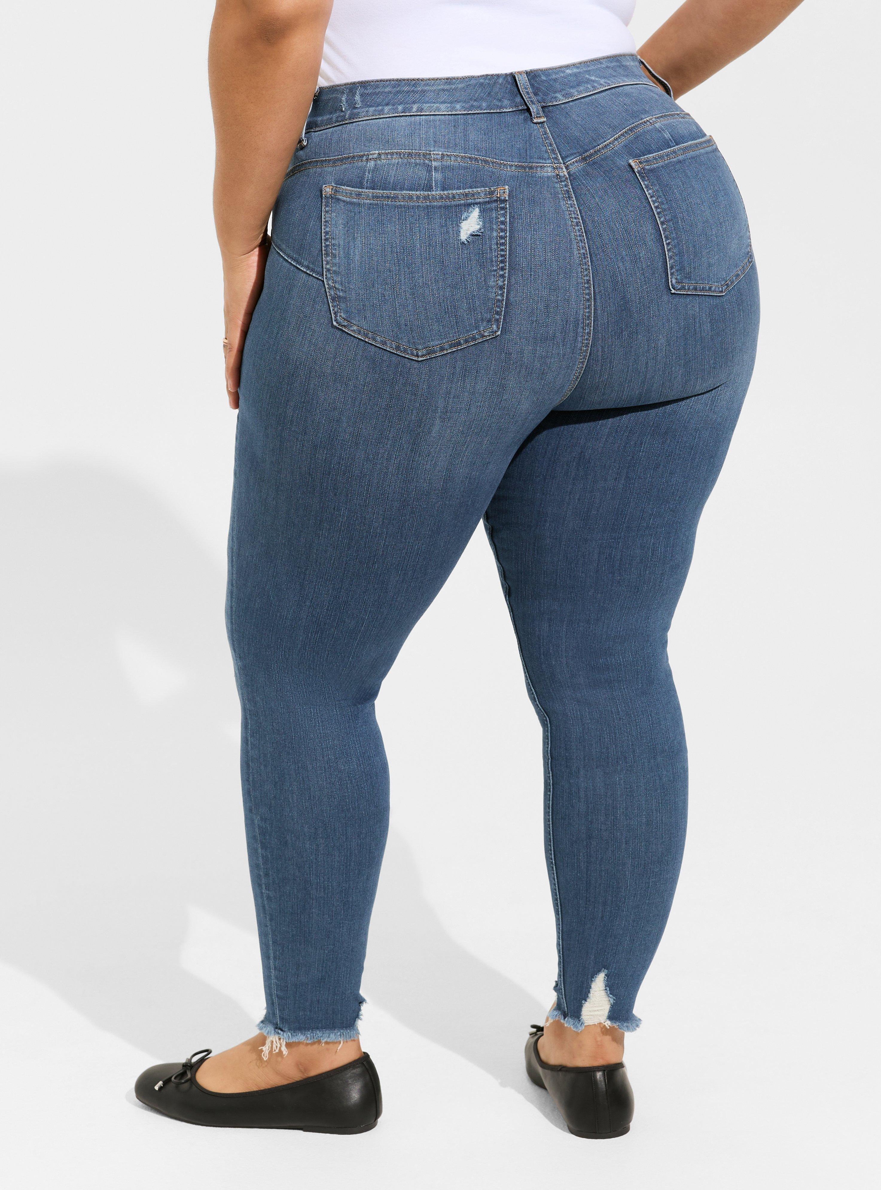 Plus Size - Bombshell Skinny Premium Stretch High-Rise Destructed Jean ...