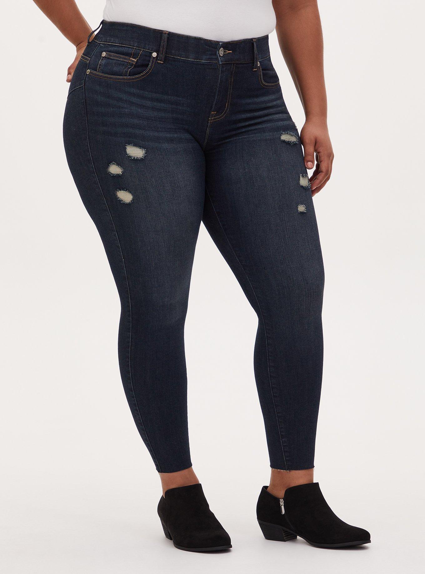 Plus Size - Bombshell Skinny Premium Stretch High-Rise Destructed Jean -  Torrid