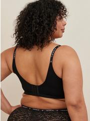 Wire-Free Lightly Lined Lace Logo Longline 360° Back Smoothing™ Bra, RICH BLACK, alternate
