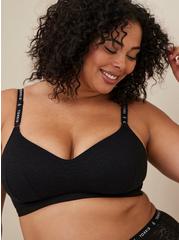Wire-Free Lightly Lined Lace Logo Longline 360° Back Smoothing™ Bra, RICH BLACK, hi-res