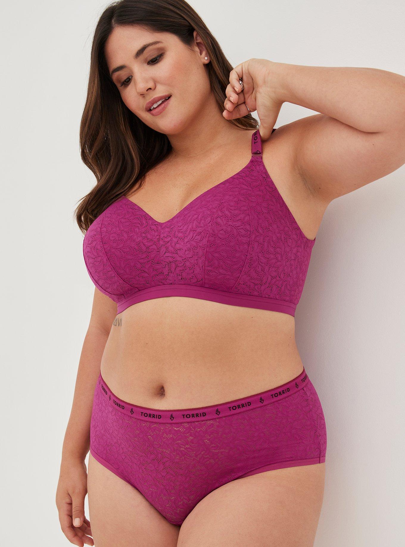 Plus Size - Wire-Free Lightly Lined Lace Logo Longline 360° Back