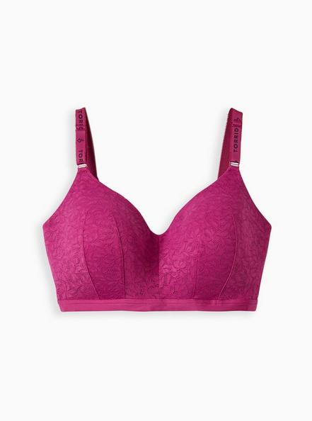 Wire-Free Lightly Lined Lace Logo Longline 360° Back Smoothing™ Bra, BOYSENBERRY, hi-res