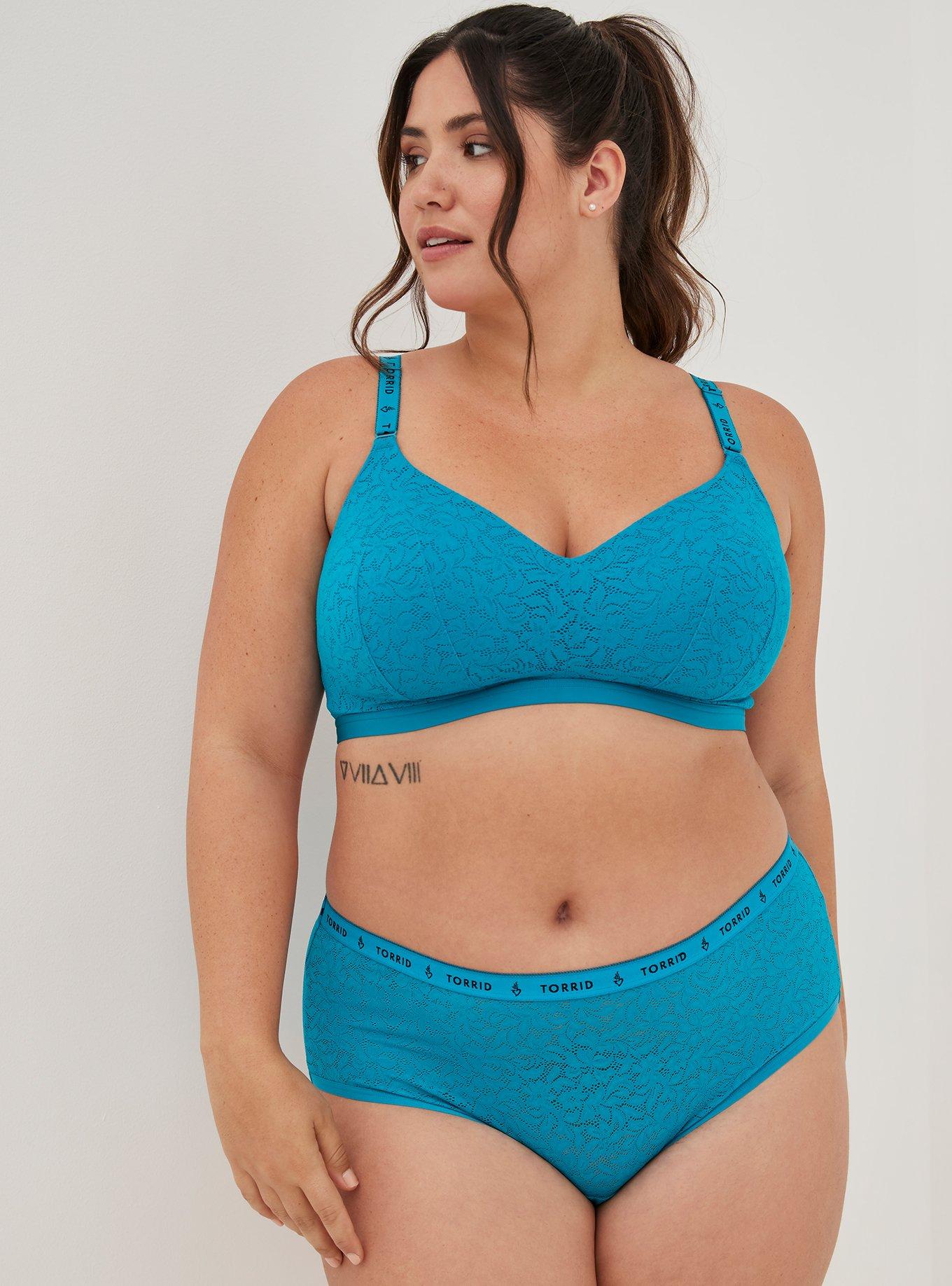 Plus Size - Wire-Free Lightly Lined Lace Logo Longline 360° Back