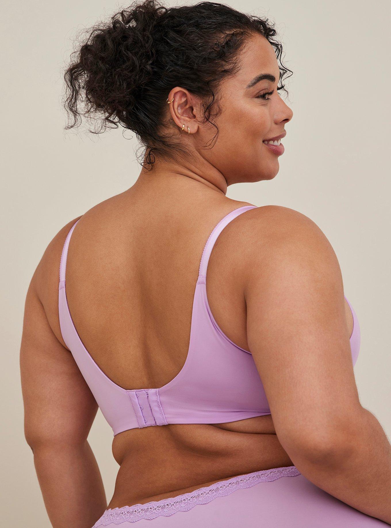 Plus Size - Push-Up Wire-Free Bra - Microfiber & Crochet Purple with 360°  Back Smoothing™ - Torrid