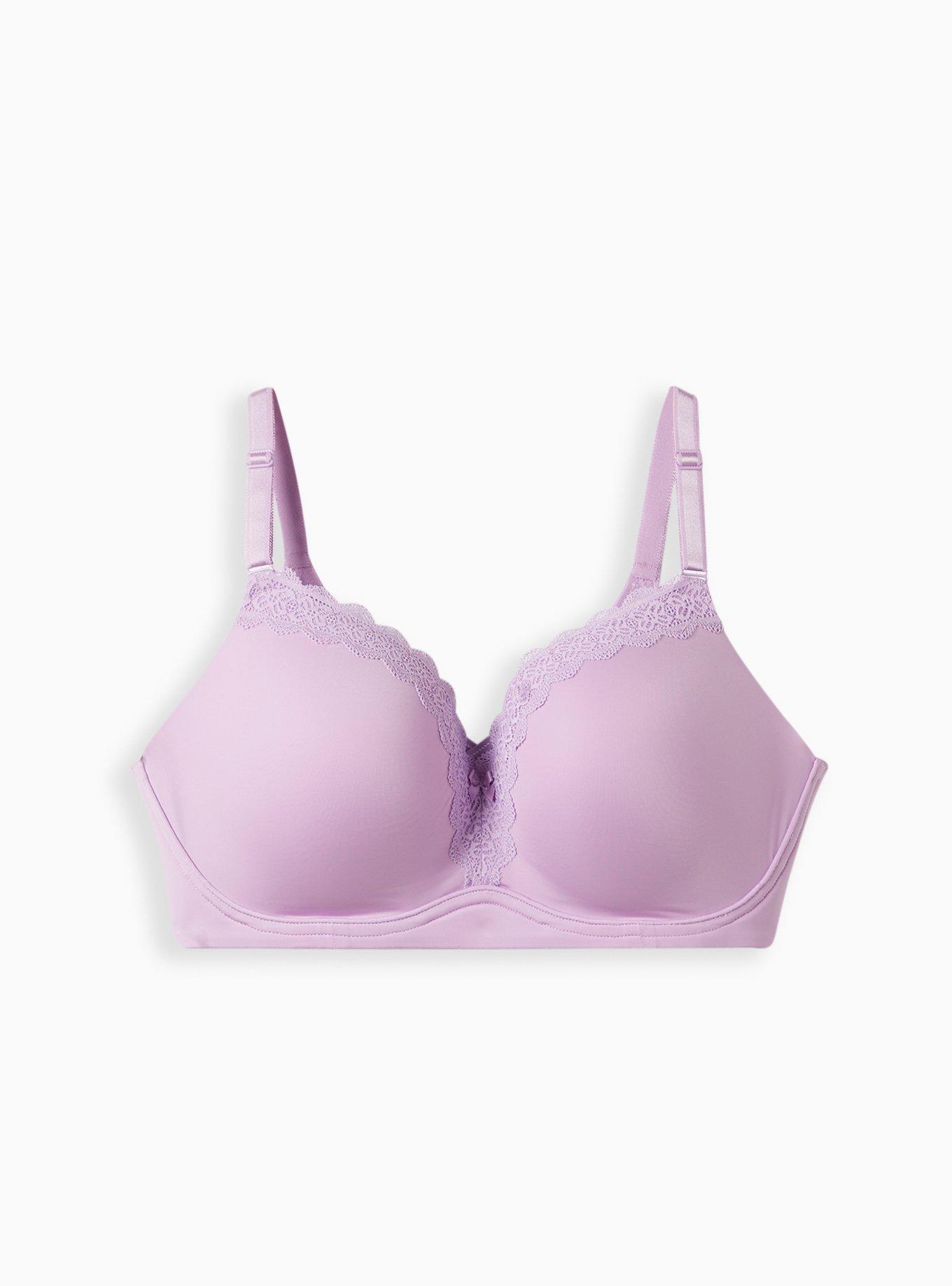 Plus Size - Push-Up Wire-Free Bra - Microfiber & Crochet Purple with 360°  Back Smoothing™ - Torrid