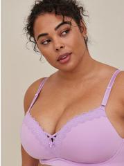 Push-Up Wire-Free Bra - Microfiber & Crochet Purple with 360° Back Smoothing™, LILAC, hi-res