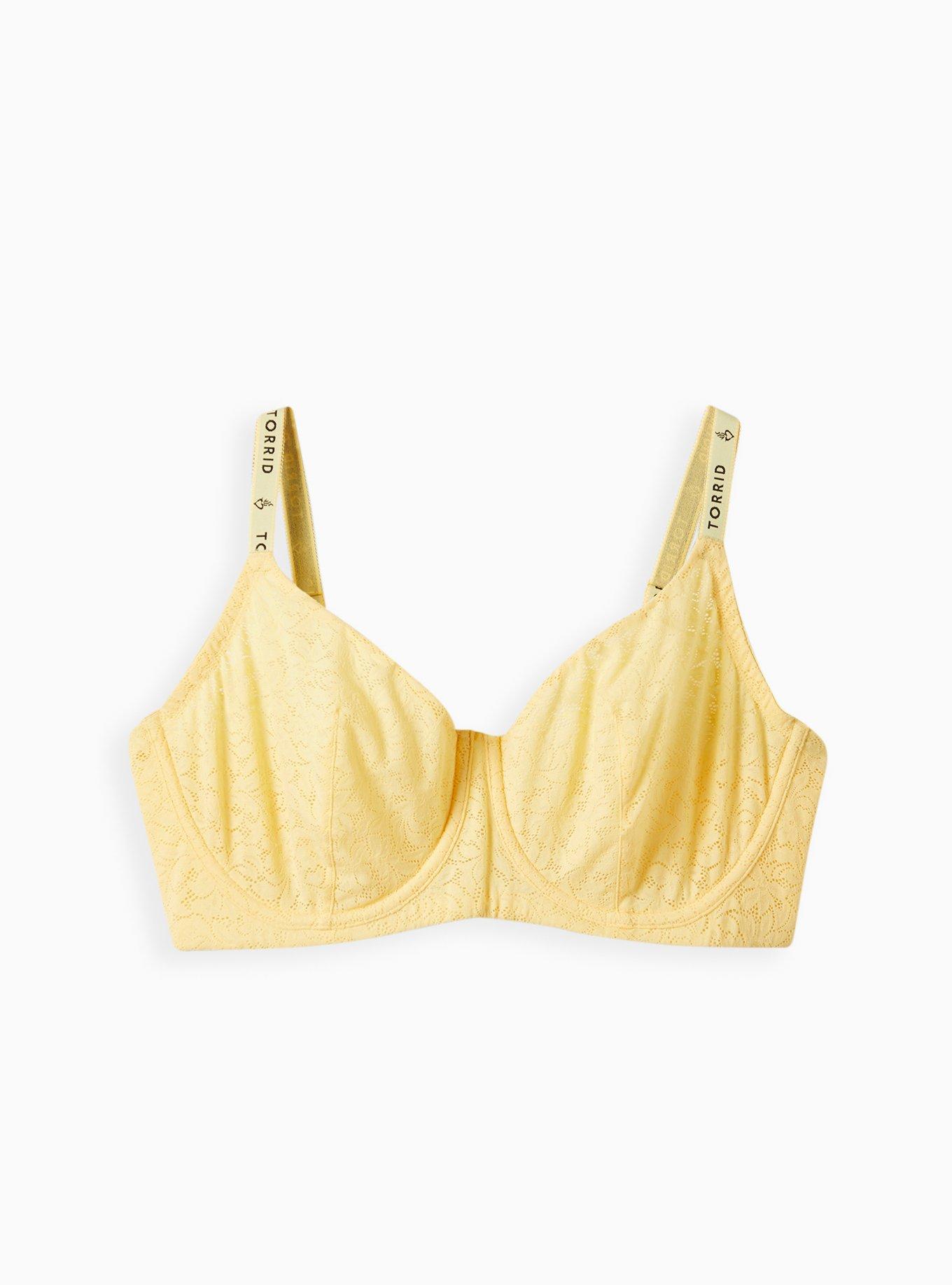 Unlined Balconette Bra - Lace Yellow, , hi-res