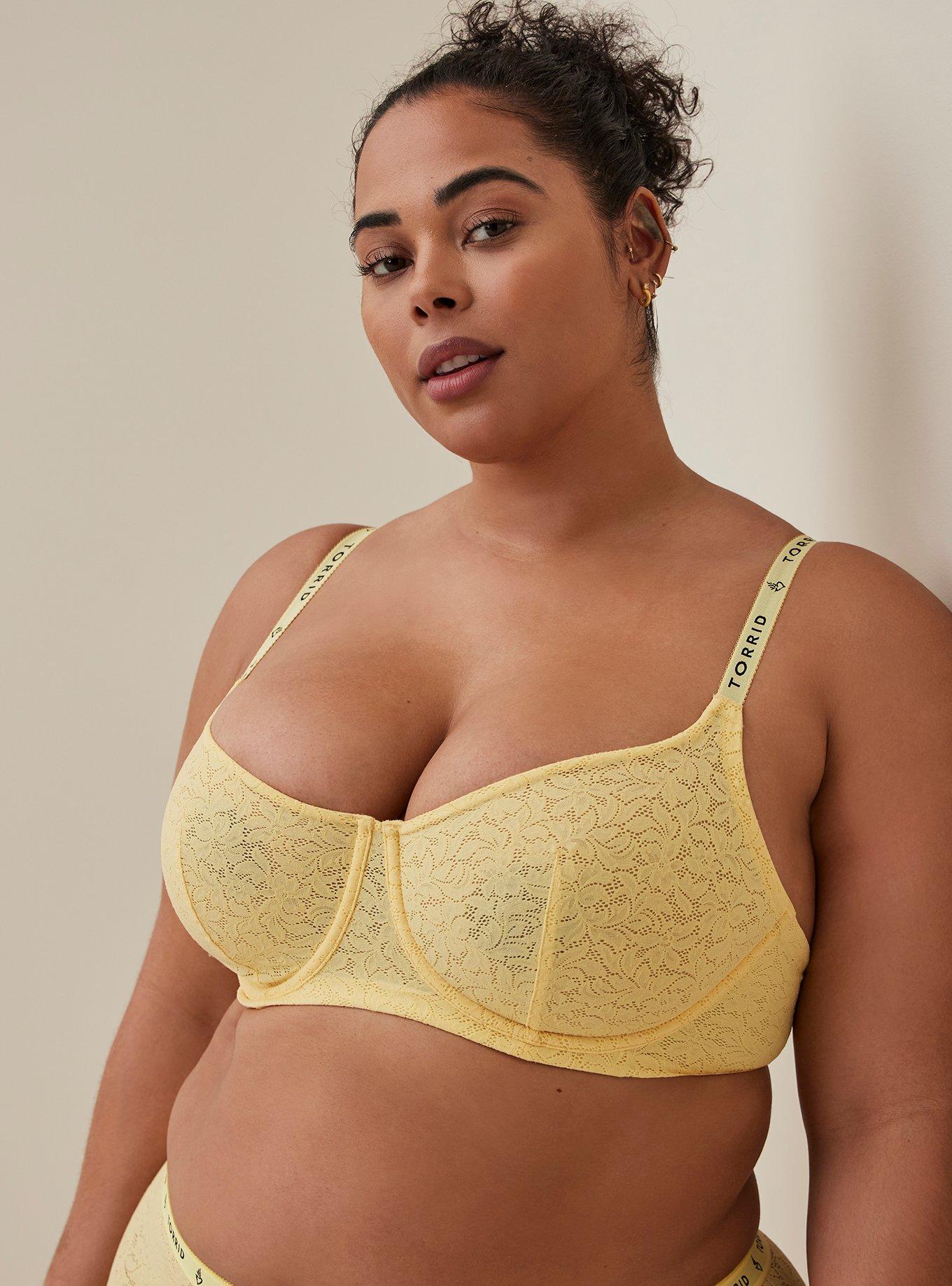 Unlined Balconette Bra - Lace Yellow, , hi-res